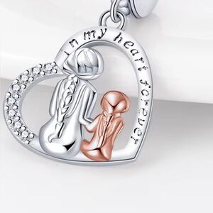 925 Sterling Silver Necklaces, Silver and Rose Gold Color Heart Pendant Necklace